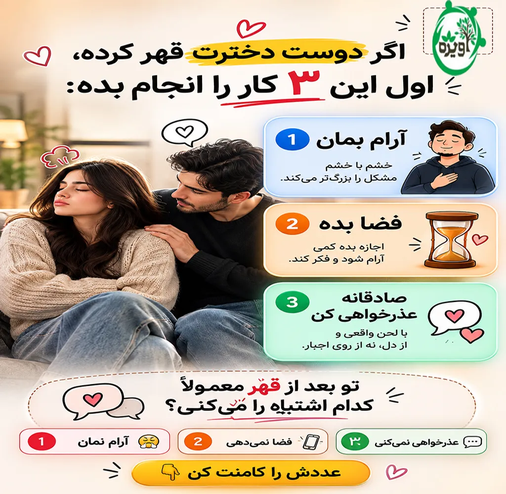 وقتی دوست دخترم قهر میکنه چیکار کنم